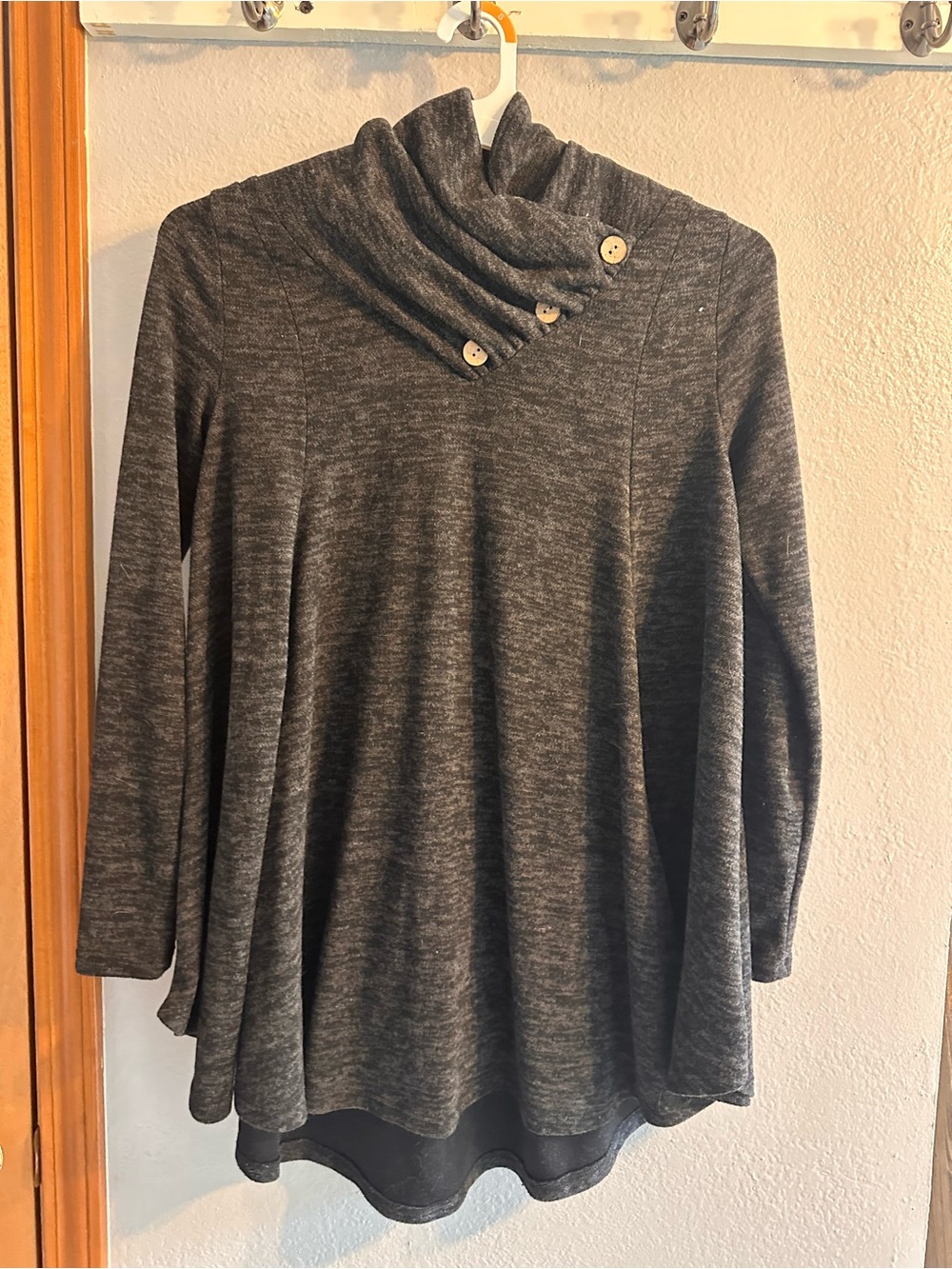 Bellamie Charcoal Gray Cowl Neck Dress Size Small Cozy Casual